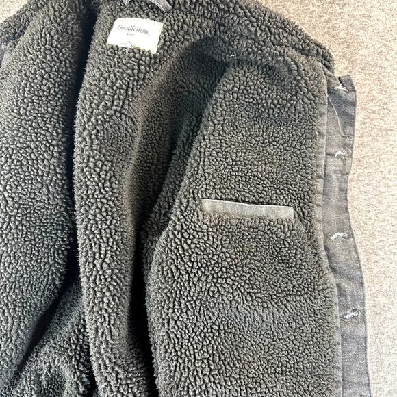 Goodfellow Denim Trucker Jacket Mens Size Small Black Faux Shearling Sherpa - Picture 9 of 11